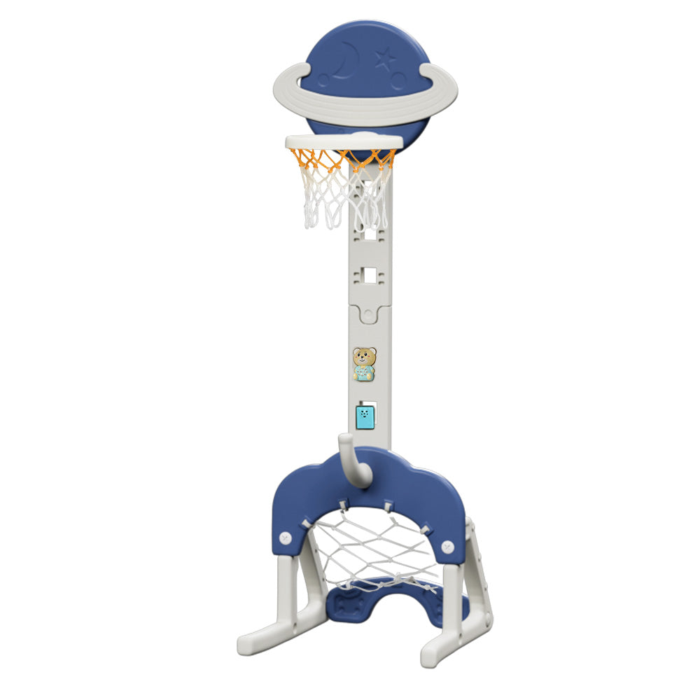 Keezi Kids Basketball Hoop Stand Adjustable 6-in-1 Sports Center Toys Set Blue-Sports &amp; Fitness &gt; Basketball &amp; Accessories-PEROZ Accessories