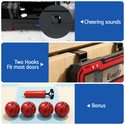 Everfit Mini Basketball Hoop Over Door Indoor LED Scoreboard Kids Set 40x30cm-Sports &amp; Fitness > Ball Sports > Basketball &amp; Basketball Accessories-PEROZ Accessories