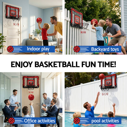 Everfit Mini Basketball Hoop Over Door Indoor LED Scoreboard Kids Set 40x30cm-Sports &amp; Fitness > Ball Sports > Basketball &amp; Basketball Accessories-PEROZ Accessories