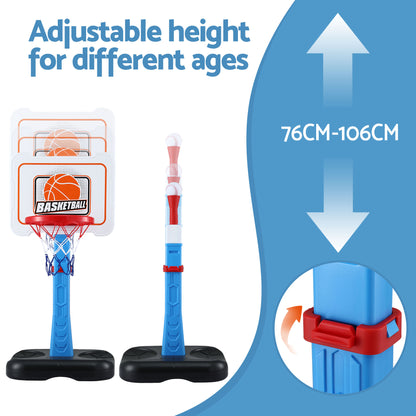 Keezi Kids Basketball Hoop Stand Baseball Set Adjustable Height Sports Toys Blue-Sports &amp; Fitness > Ball Sports > Basketball &amp; Basketball Accessories-PEROZ Accessories