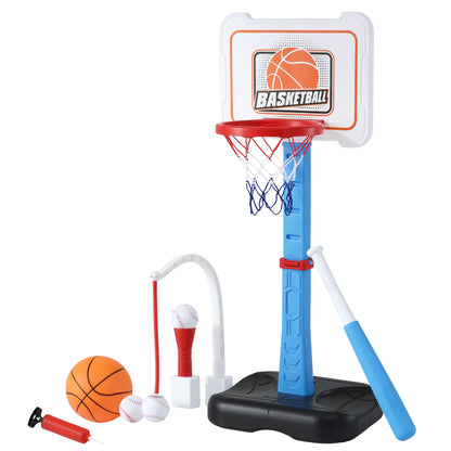 Keezi Kids Basketball Hoop Stand Baseball Set Adjustable Height Sports Toys Blue-Sports &amp; Fitness > Ball Sports > Basketball &amp; Basketball Accessories-PEROZ Accessories