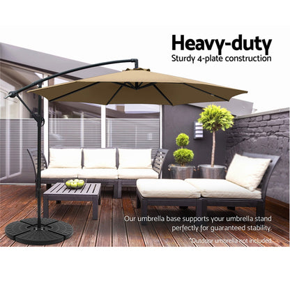 Instahut 48cm Outdoor Umbrella Base Stand 4 Plates Pod Cantilever-Home &amp; Garden &gt; Shading &gt; Umbrellas &amp; Sunshades-PEROZ Accessories