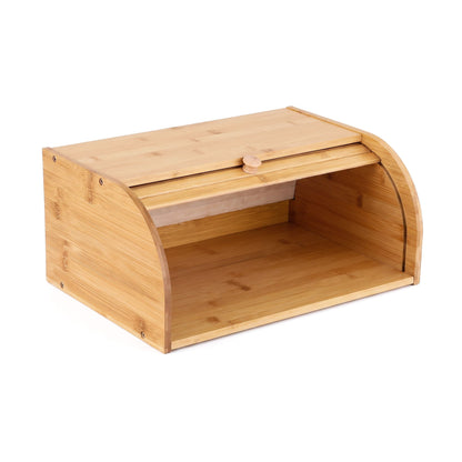 Artiss Bamboo Bread Box Bin Roll Top Kitchen Countertop Storage 45cm Natural