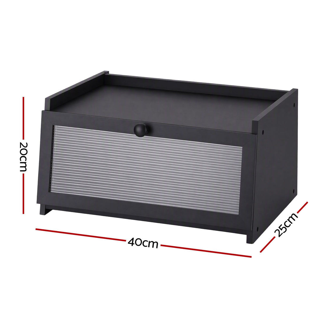 Artiss Bamboo Bread Box Kitchen Countertop Storage Clear Window Shelf 40cm Black-Home &amp; Garden > Kitchenware > Food Storage-PEROZ Accessories