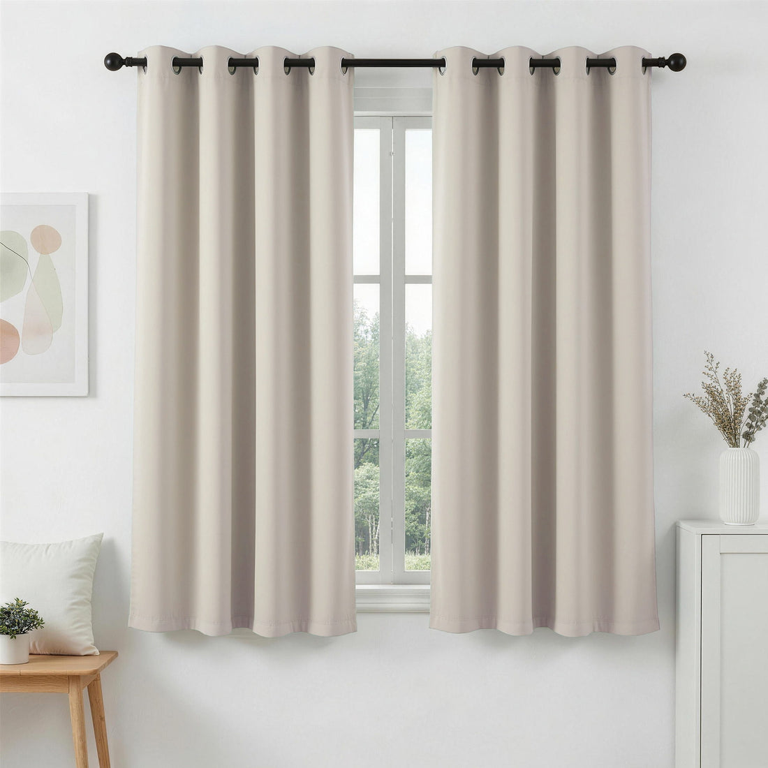 Artiss Blockout Curtains 2X 132x160cm Thermal Insulated Eyelet Drapes Beige-Home &amp; Garden > Curtains > Curtains &amp; Drapes-PEROZ Accessories