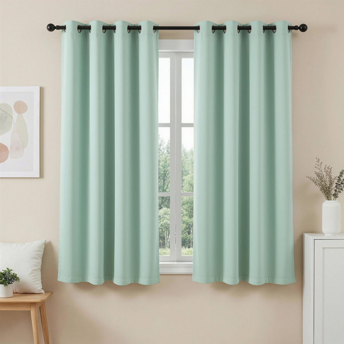 Artiss Blockout Curtains 2X 132x160cm Thermal Insulated Eyelet Drapes Green-Home &amp; Garden > Curtains > Curtains &amp; Drapes-PEROZ Accessories