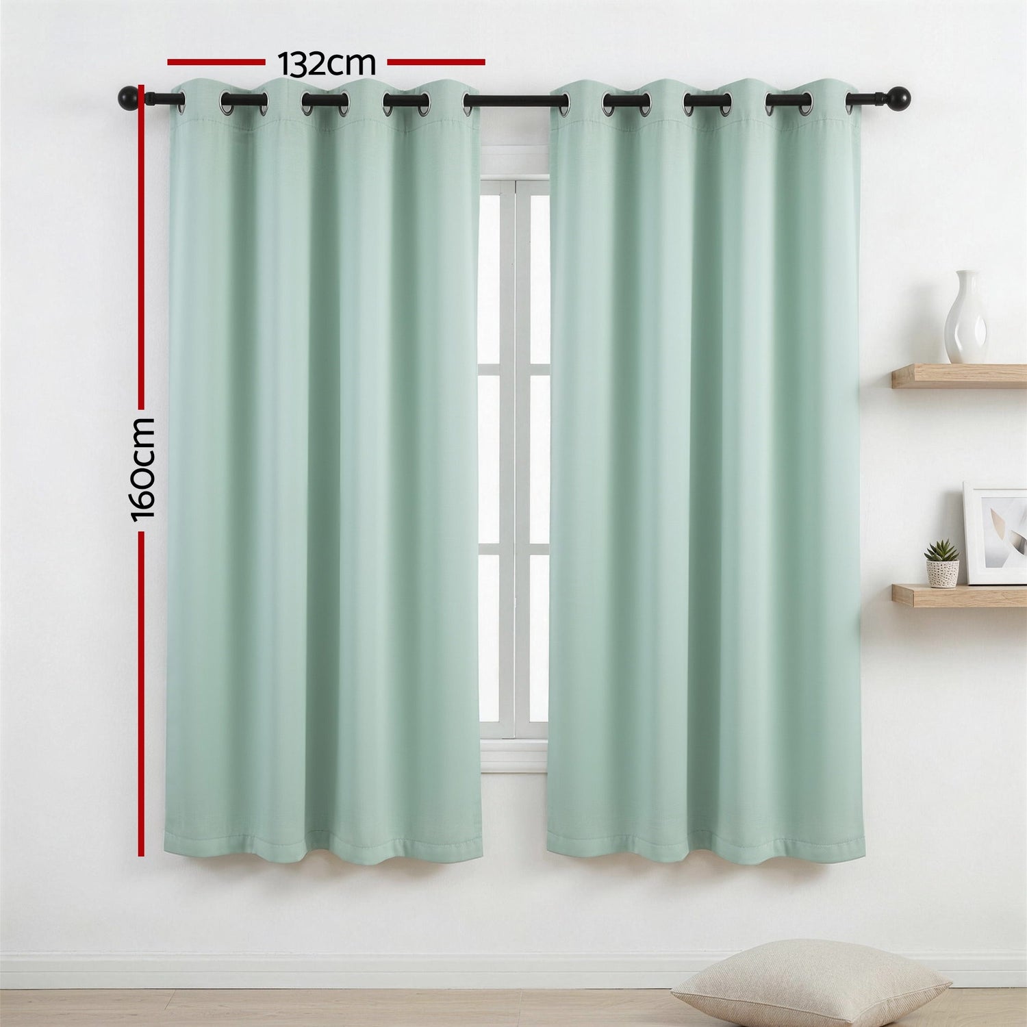 Artiss Blockout Curtains 2X 132x160cm Thermal Insulated Eyelet Drapes Green-Home &amp; Garden > Curtains > Curtains &amp; Drapes-PEROZ Accessories