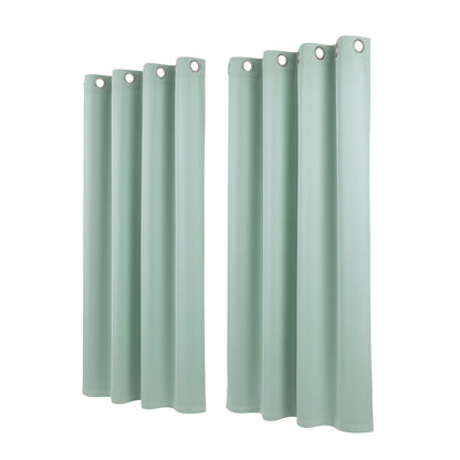 Artiss Blockout Curtains 2X 132x160cm Thermal Insulated Eyelet Drapes Green-Home &amp; Garden > Curtains > Curtains &amp; Drapes-PEROZ Accessories