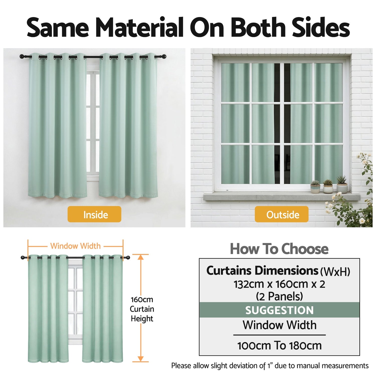 Artiss Blockout Curtains 2X 132x160cm Thermal Insulated Eyelet Drapes Green-Home &amp; Garden > Curtains > Curtains &amp; Drapes-PEROZ Accessories