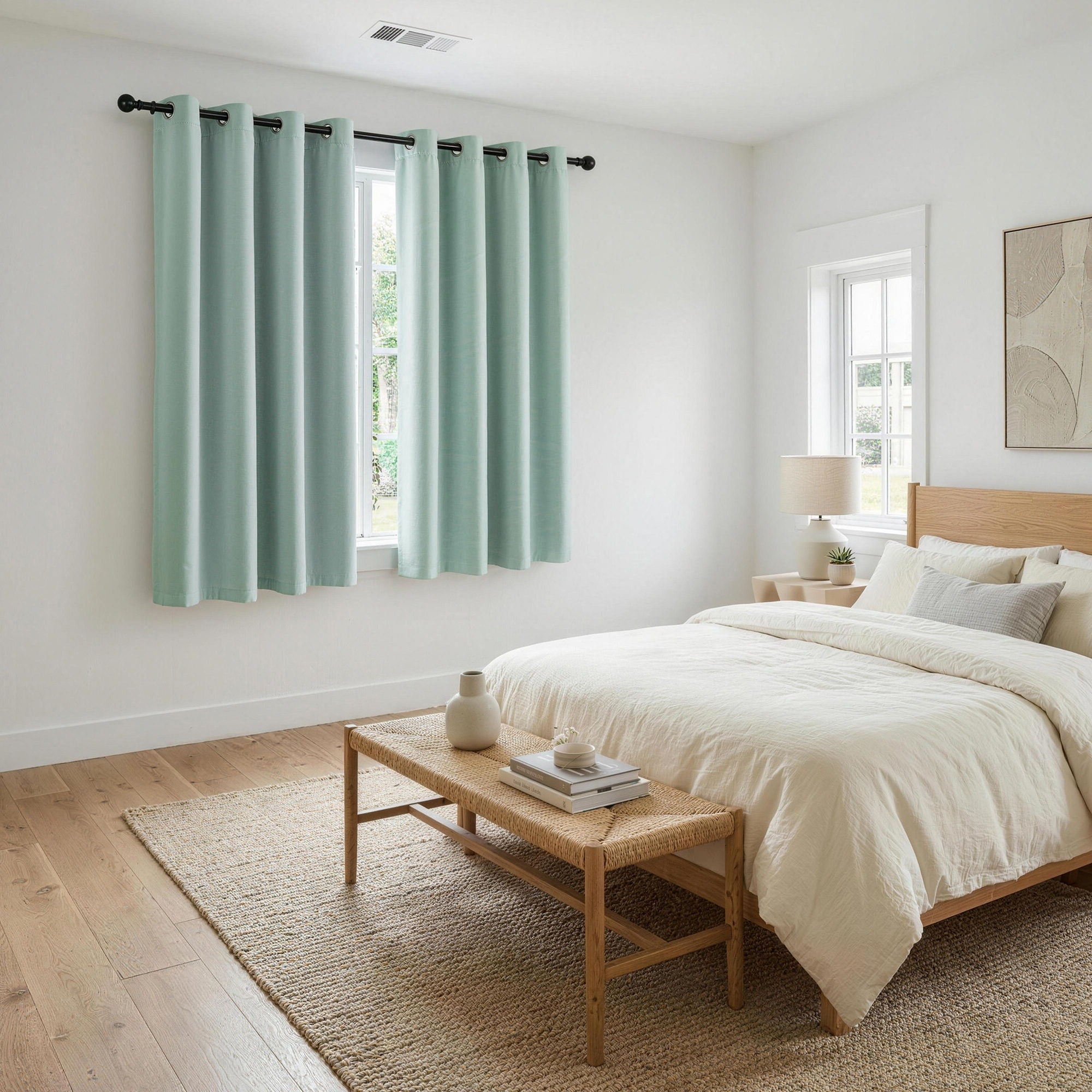 Artiss Blockout Curtains 2X 132x160cm Thermal Insulated Eyelet Drapes Green-Home &amp; Garden > Curtains > Curtains &amp; Drapes-PEROZ Accessories
