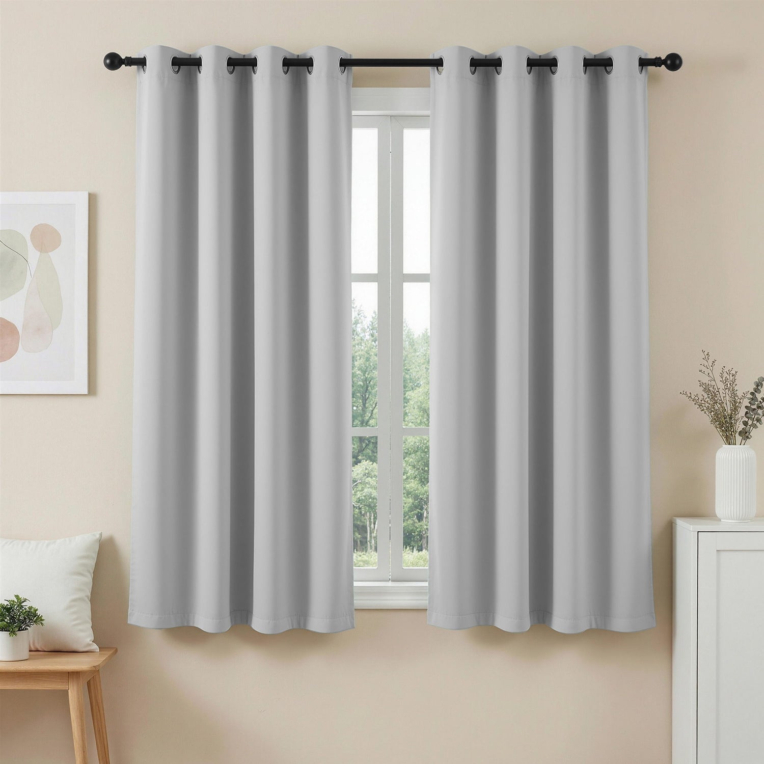 Artiss Blockout Curtains 2X 132x160cm Thermal Insulated Eyelet Drapes Grey-Home &amp; Garden > Curtains > Curtains &amp; Drapes-PEROZ Accessories