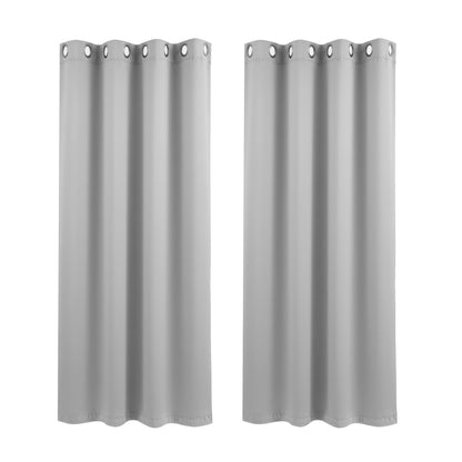 Artiss Blockout Curtains 2X 132x160cm Thermal Insulated Eyelet Drapes Grey-Home &amp; Garden > Curtains > Curtains &amp; Drapes-PEROZ Accessories
