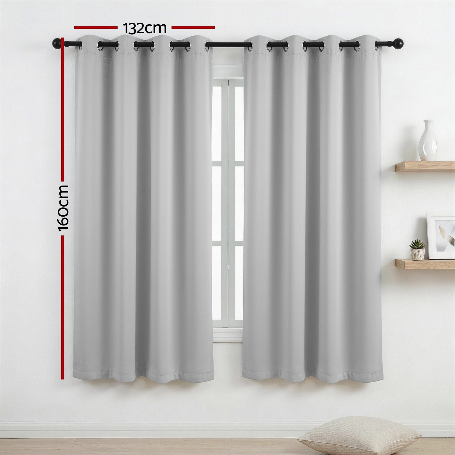 Artiss Blockout Curtains 2X 132x160cm Thermal Insulated Eyelet Drapes Grey-Home &amp; Garden > Curtains > Curtains &amp; Drapes-PEROZ Accessories