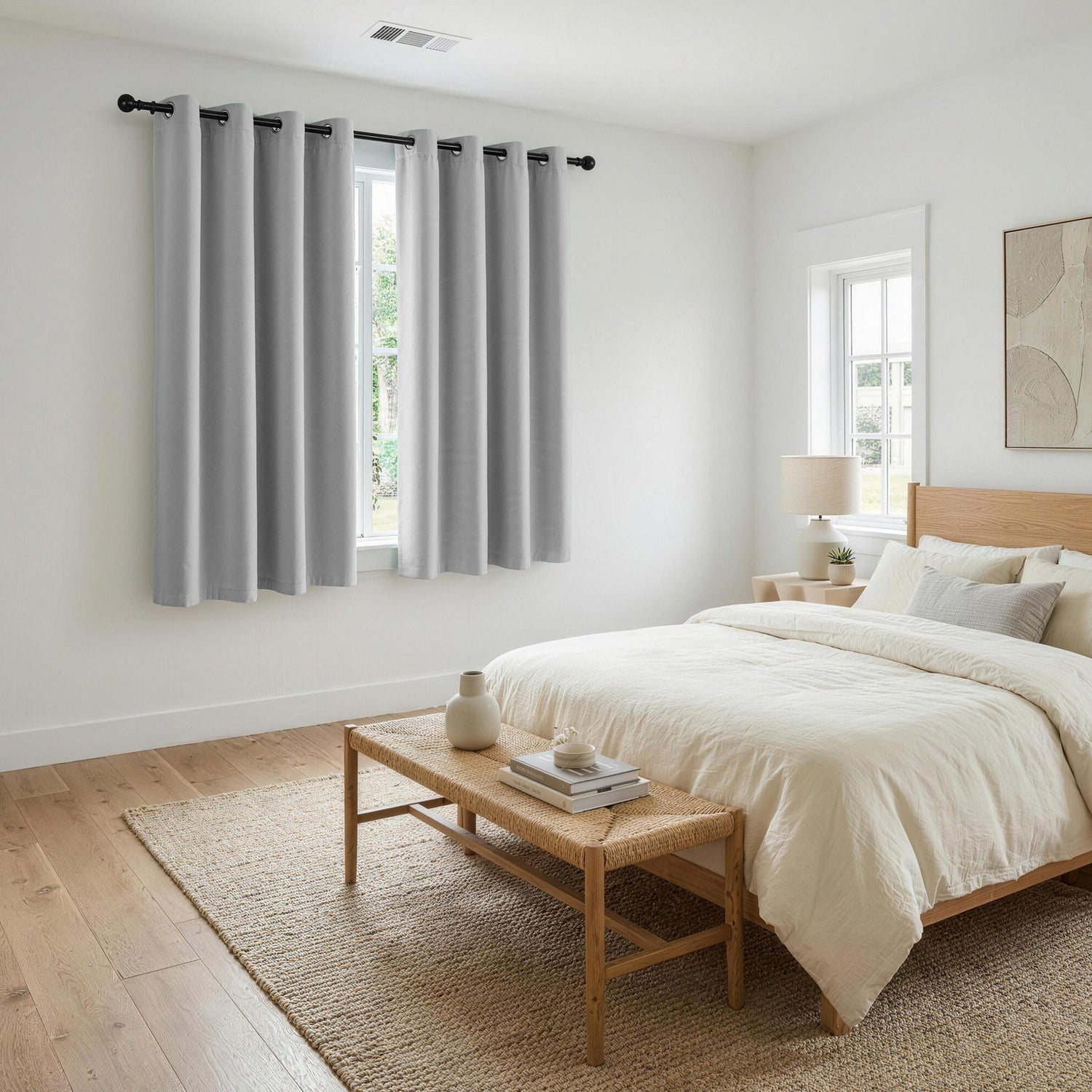 Artiss Blockout Curtains 2X 132x160cm Thermal Insulated Eyelet Drapes Grey-Home &amp; Garden > Curtains > Curtains &amp; Drapes-PEROZ Accessories