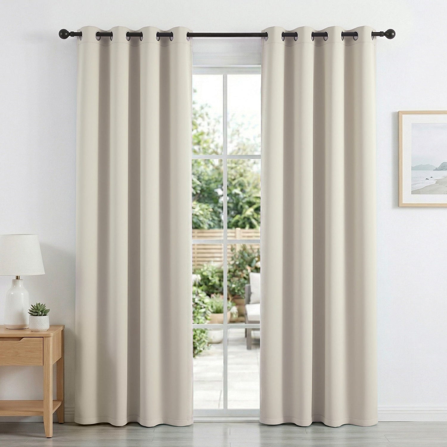 Artiss Blockout Curtains 2X 132x213cm Thermal Insulated Eyelet Drapes Beige-Home &amp; Garden > Curtains > Curtains &amp; Drapes-PEROZ Accessories