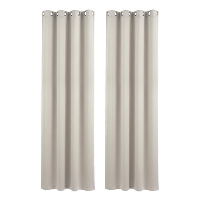 Artiss Blockout Curtains 2X 132x213cm Thermal Insulated Eyelet Drapes Beige-Home &amp; Garden > Curtains > Curtains &amp; Drapes-PEROZ Accessories