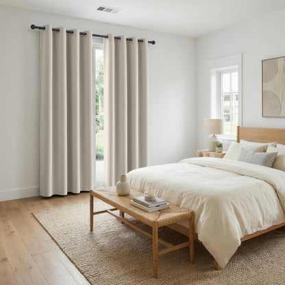 Artiss Blockout Curtains 2X 132x213cm Thermal Insulated Eyelet Drapes Beige-Home &amp; Garden > Curtains > Curtains &amp; Drapes-PEROZ Accessories