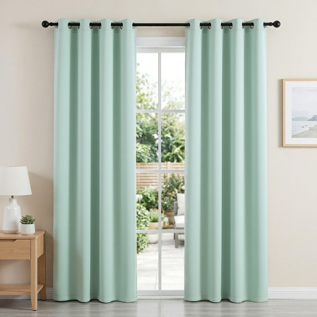 Artiss Blockout Curtains 2X 132x213cm Thermal Insulated Eyelet Drapes Green-Home &amp; Garden > Curtains > Curtains &amp; Drapes-PEROZ Accessories