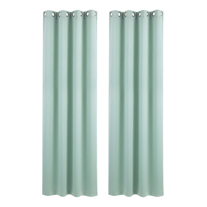 Artiss Blockout Curtains 2X 132x213cm Thermal Insulated Eyelet Drapes Green-Home &amp; Garden > Curtains > Curtains &amp; Drapes-PEROZ Accessories