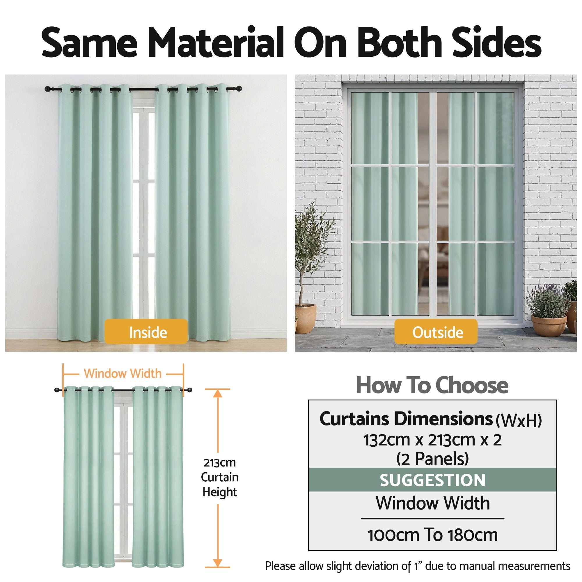Artiss Blockout Curtains 2X 132x213cm Thermal Insulated Eyelet Drapes Green-Home &amp; Garden > Curtains > Curtains &amp; Drapes-PEROZ Accessories