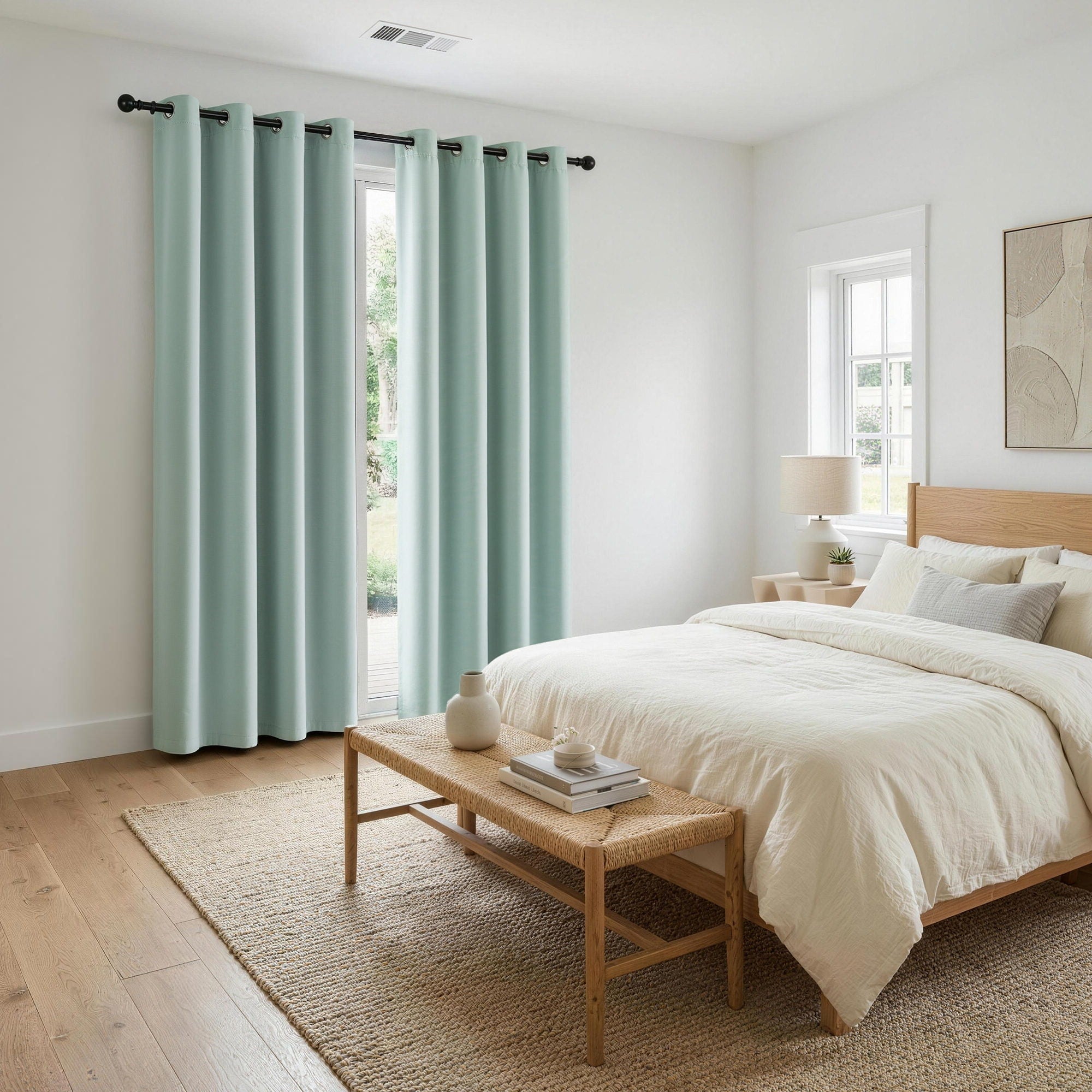 Artiss Blockout Curtains 2X 132x213cm Thermal Insulated Eyelet Drapes Green-Home &amp; Garden > Curtains > Curtains &amp; Drapes-PEROZ Accessories