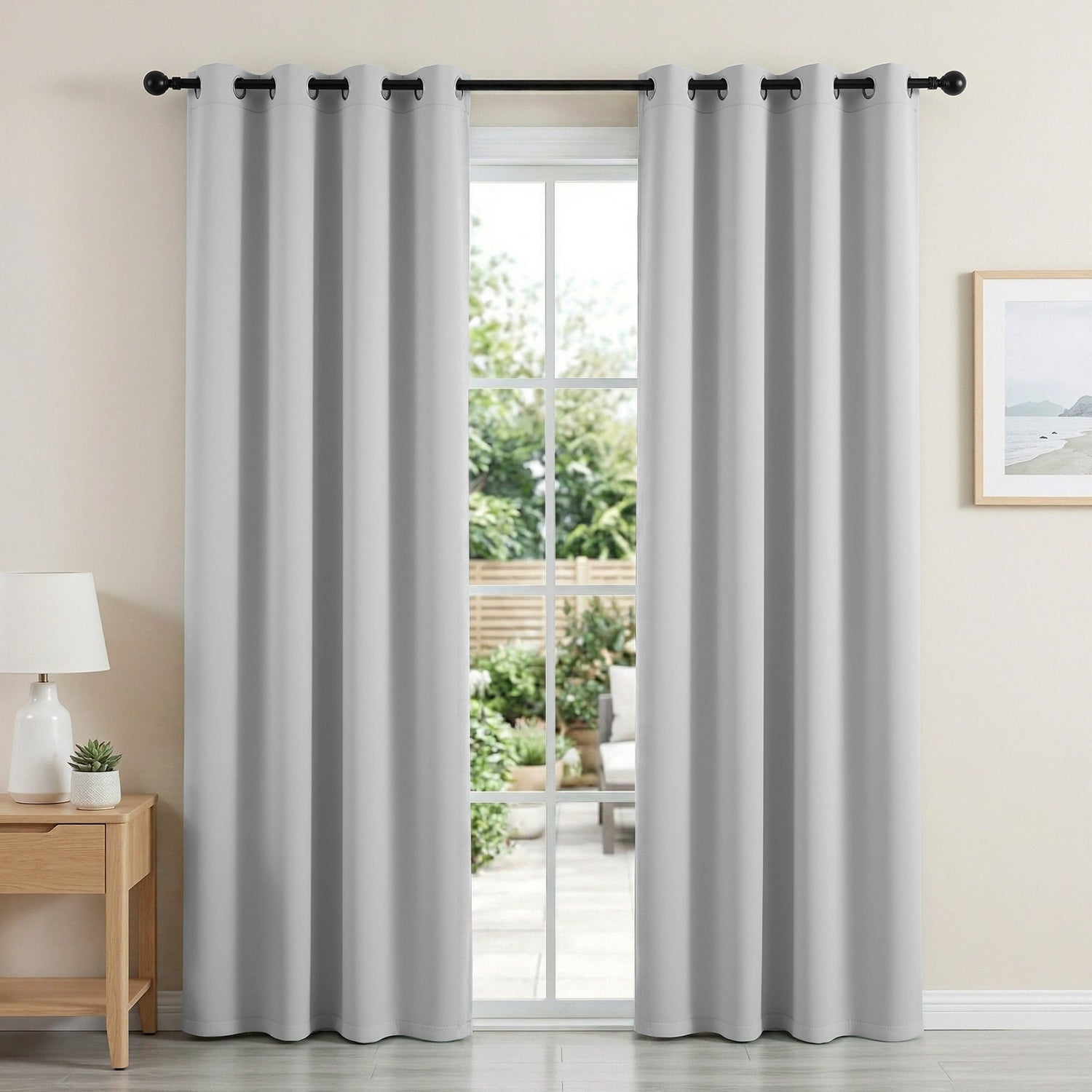 Artiss Blockout Curtains 2X 132x213cm Thermal Insulated Eyelet Drapes Grey-Home &amp; Garden > Curtains > Curtains &amp; Drapes-PEROZ Accessories