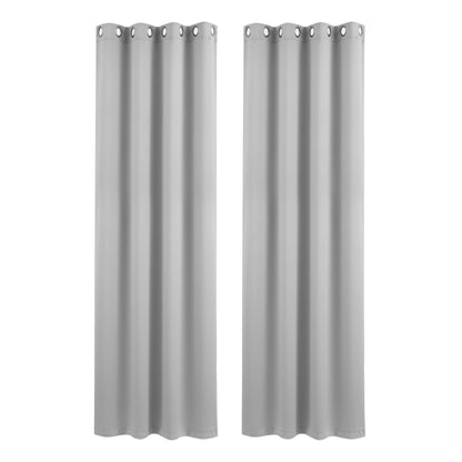 Artiss Blockout Curtains 2X 132x213cm Thermal Insulated Eyelet Drapes Grey-Home &amp; Garden > Curtains > Curtains &amp; Drapes-PEROZ Accessories