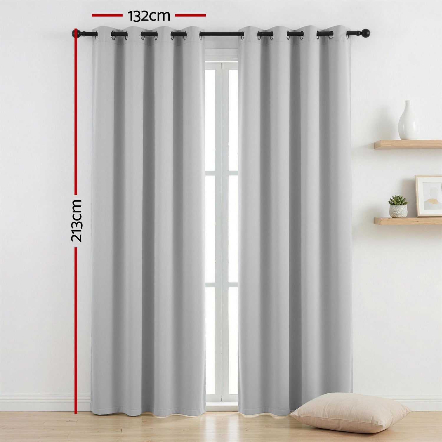 Artiss Blockout Curtains 2X 132x213cm Thermal Insulated Eyelet Drapes Grey-Home &amp; Garden > Curtains > Curtains &amp; Drapes-PEROZ Accessories