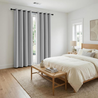 Artiss Blockout Curtains 2X 132x213cm Thermal Insulated Eyelet Drapes Grey-Home &amp; Garden > Curtains > Curtains &amp; Drapes-PEROZ Accessories