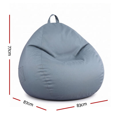 Artiss Outdoor Bean Bag Chair Cover (No Filler) Splash-Proof Beanbag Sofacover for Adults Teens Kids Stuffable Bean Bag Cover for Patio Poolside Relaxing, Grey-Furniture > Sofas > Sofa Accessories-PEROZ Accessories