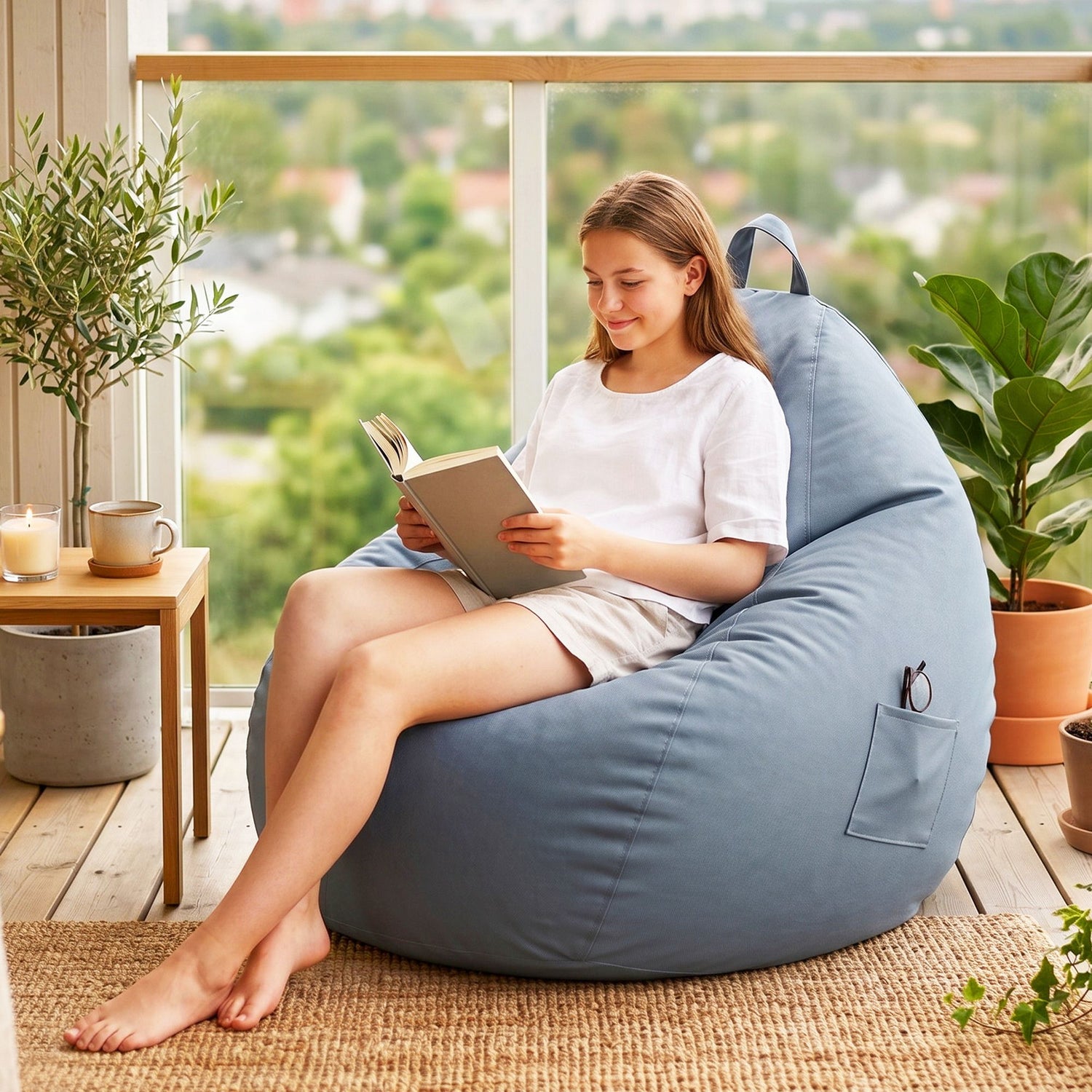 Artiss Outdoor Bean Bag Chair Cover (No Filler) Splash-Proof Beanbag Sofacover for Adults Teens Kids Stuffable Bean Bag Cover for Patio Poolside Relaxing, Grey-Furniture > Sofas > Sofa Accessories-PEROZ Accessories
