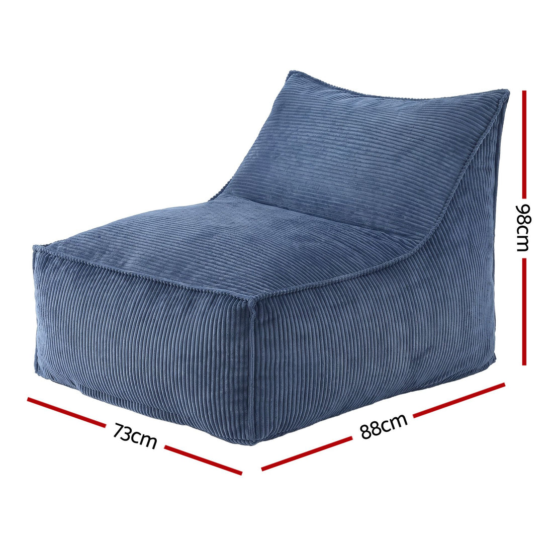 Artiss Bean Bag Chair Cover (No Filler) Soft Corduroy Stuffed Animal Storage Bean Bag Cover for Adults, Washable Lazy Sofa Cover for Living Room Bedroom, Blue-Furniture > Sofas > Sofa Accessories-PEROZ Accessories