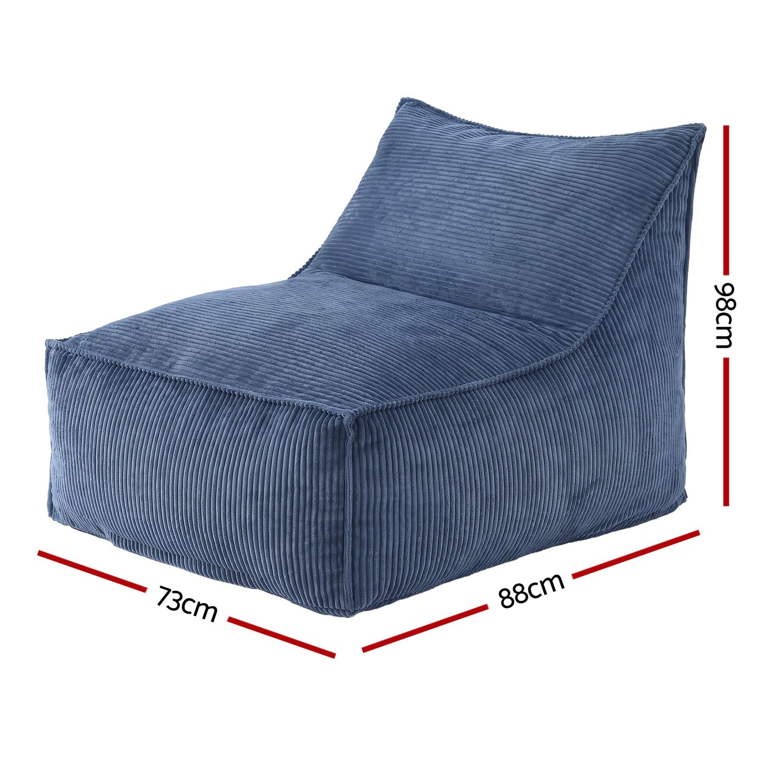 Artiss Bean Bag Chair Cover (No Filler) Soft Corduroy Stuffed Animal Storage Bean Bag Cover for Adults, Washable Lazy Sofa Cover for Living Room Bedroom, Blue-Furniture > Sofas > Sofa Accessories-PEROZ Accessories