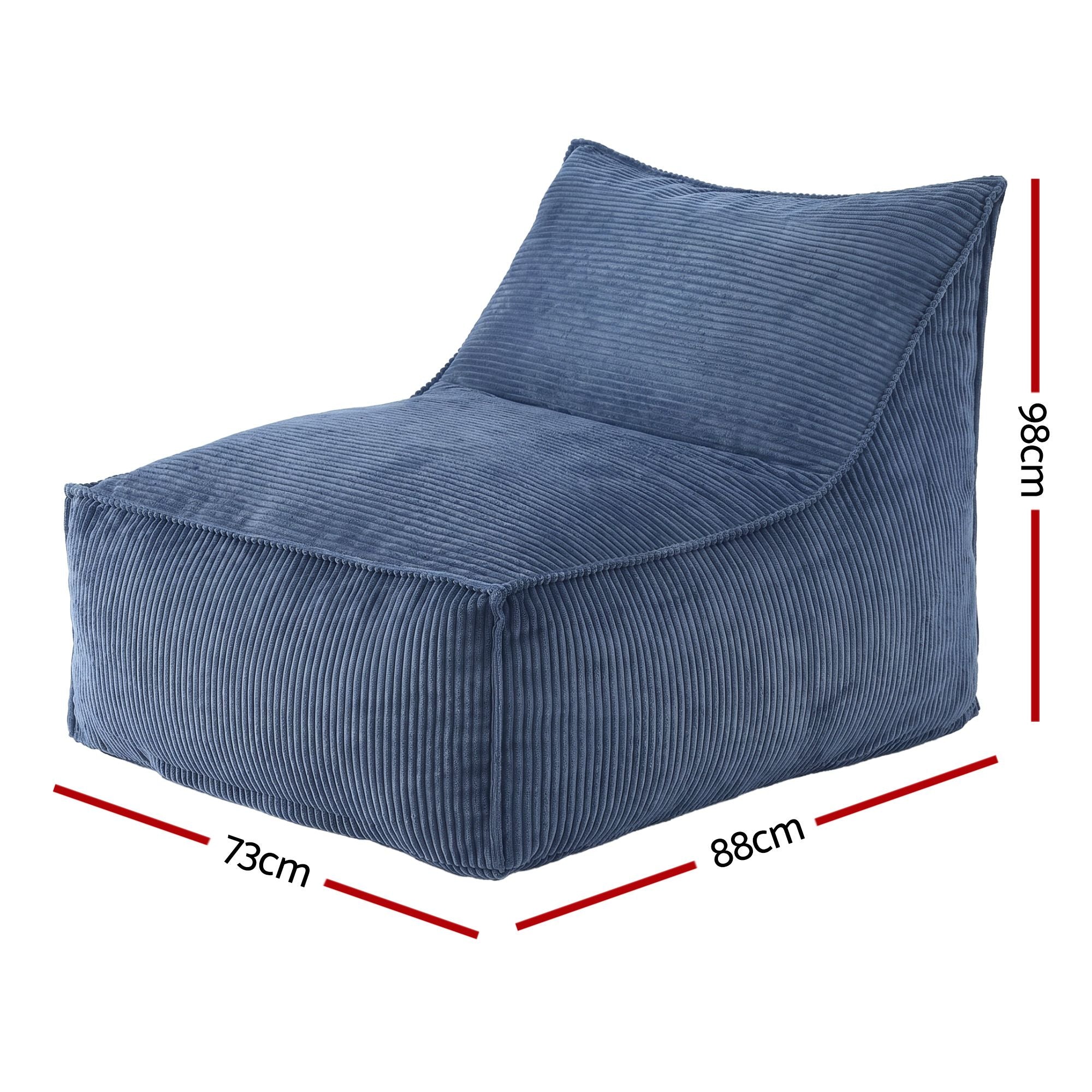 Artiss Bean Bag Chair Cover (No Filler) Soft Corduroy Stuffed Animal Storage Bean Bag Cover for Adults, Washable Lazy Sofa Cover for Living Room Bedroom, Blue-Furniture > Sofas > Sofa Accessories-PEROZ Accessories