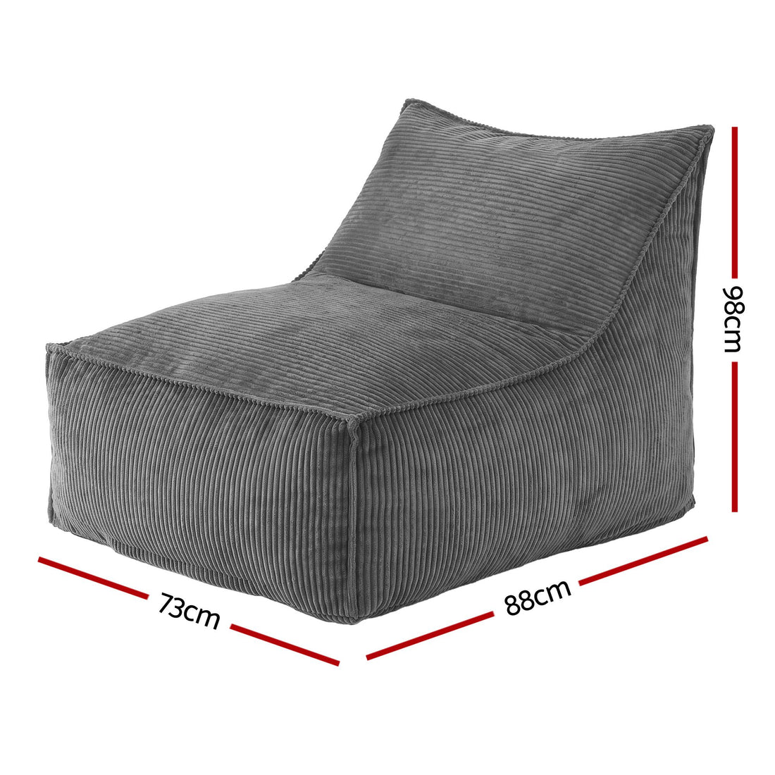Artiss Bean Bag Chair Cover (No Filler) Soft Corduroy Stuffed Animal Storage Bean Bag Cover for Adults, Washable Lazy Sofa Cover for Living Room Bedroom, Grey-Furniture > Sofas > Sofa Accessories-PEROZ Accessories