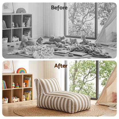 Artiss Outdoor Bean Bag Chair Cover (No Filler) Splash-Proof Beanbag Lounge Sofacover Stuffed Animal Storage Bean Bag Cover for Patio Poolside Relaxing, Taupe-Furniture > Sofas > Sofa Accessories-PEROZ Accessories