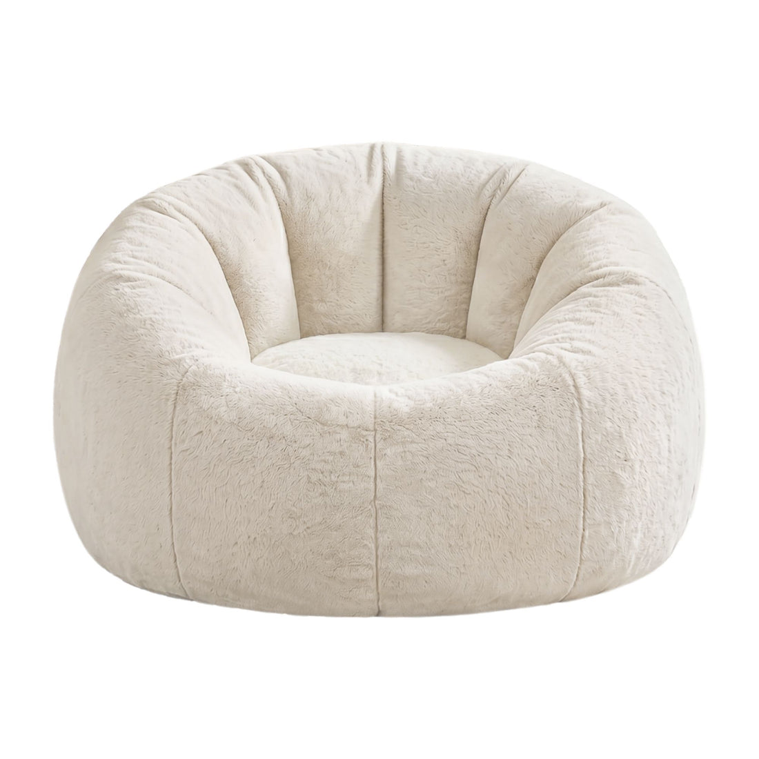 Artiss Bean Bag Chair Cover (No Filler) Soft Faux Fur Beanbag Cover Large Round Stuffed Animal Storage Bean Bag Cover Washable Lazy Sofa Cover for Adults Kids Teens, Beige-Furniture > Sofas > Sofa Accessories-PEROZ Accessories