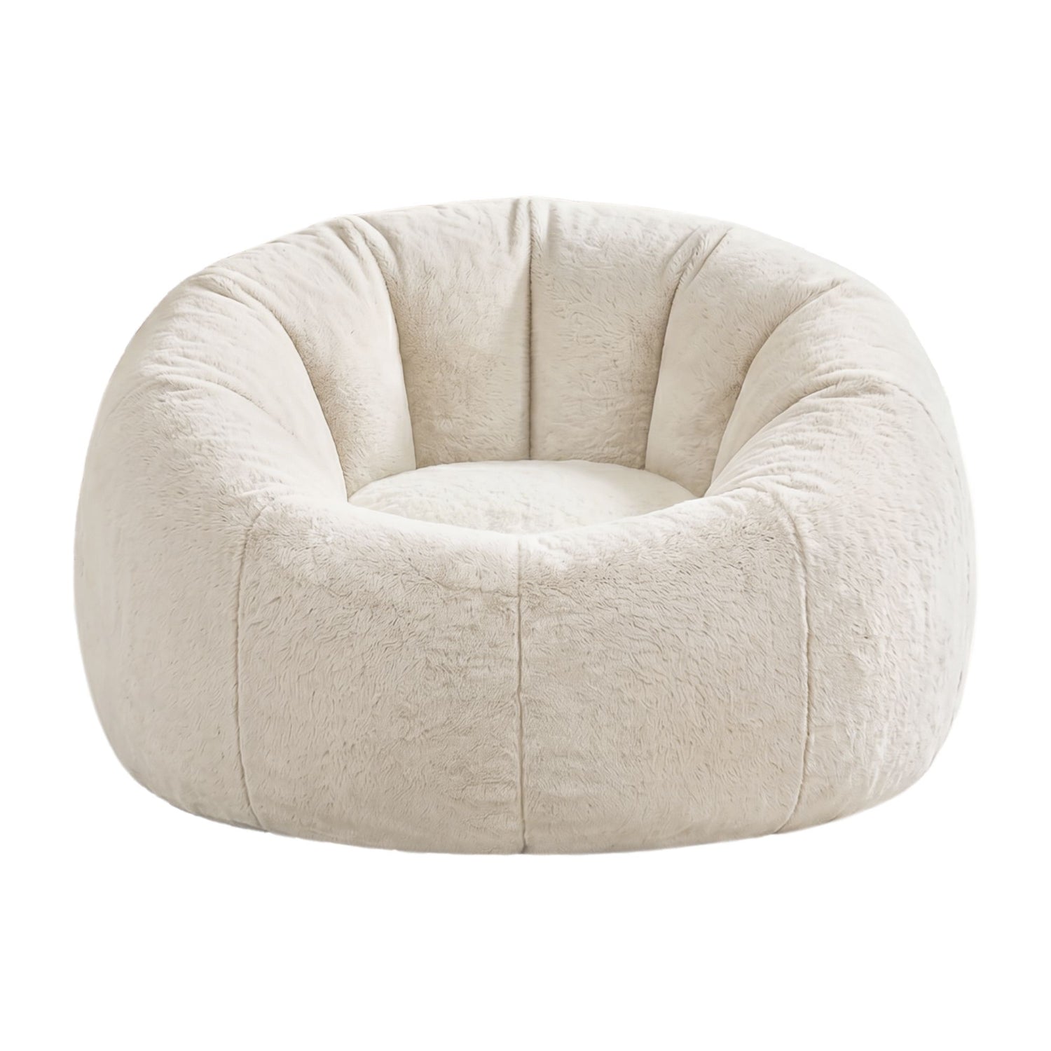 Artiss Bean Bag Chair Cover (No Filler) Soft Faux Fur Beanbag Cover Large Round Stuffed Animal Storage Bean Bag Cover Washable Lazy Sofa Cover for Adults Kids Teens, Beige-Furniture > Sofas > Sofa Accessories-PEROZ Accessories