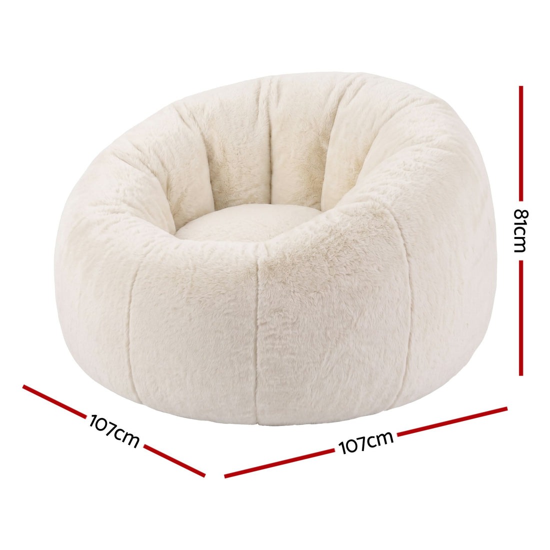 Artiss Bean Bag Chair Cover (No Filler) Soft Faux Fur Beanbag Cover Large Round Stuffed Animal Storage Bean Bag Cover Washable Lazy Sofa Cover for Adults Kids Teens, Beige-Furniture > Sofas > Sofa Accessories-PEROZ Accessories