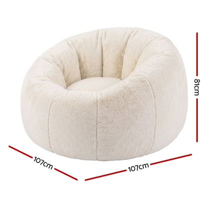 Artiss Bean Bag Chair Cover (No Filler) Soft Faux Fur Beanbag Cover Large Round Stuffed Animal Storage Bean Bag Cover Washable Lazy Sofa Cover for Adults Kids Teens, Beige-Furniture > Sofas > Sofa Accessories-PEROZ Accessories