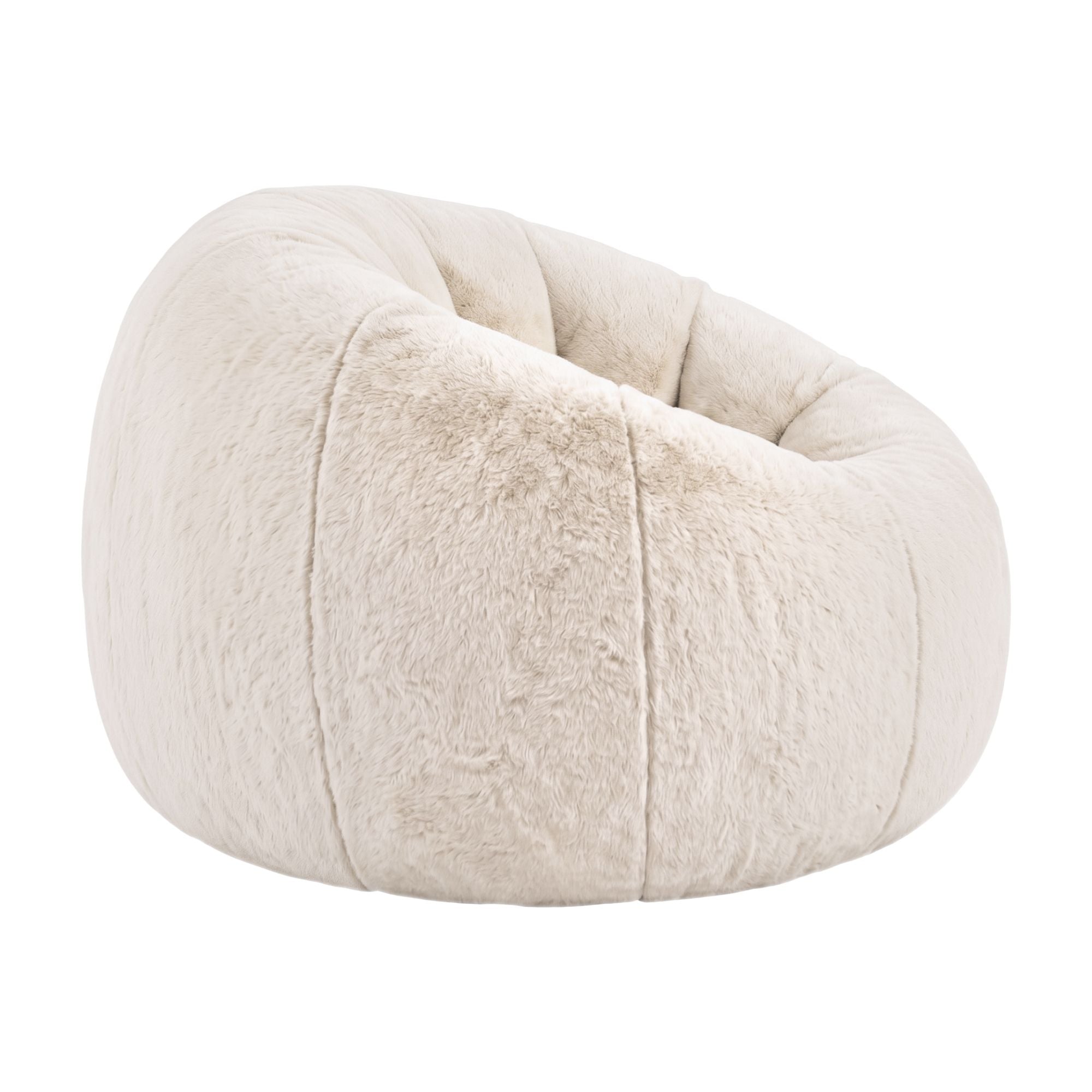 Artiss Bean Bag Chair Cover (No Filler) Soft Faux Fur Beanbag Cover Large Round Stuffed Animal Storage Bean Bag Cover Washable Lazy Sofa Cover for Adults Kids Teens, Beige-Furniture > Sofas > Sofa Accessories-PEROZ Accessories