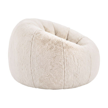 Artiss Bean Bag Chair Cover (No Filler) Soft Faux Fur Beanbag Cover Large Round Stuffed Animal Storage Bean Bag Cover Washable Lazy Sofa Cover for Adults Kids Teens, Beige-Furniture > Sofas > Sofa Accessories-PEROZ Accessories