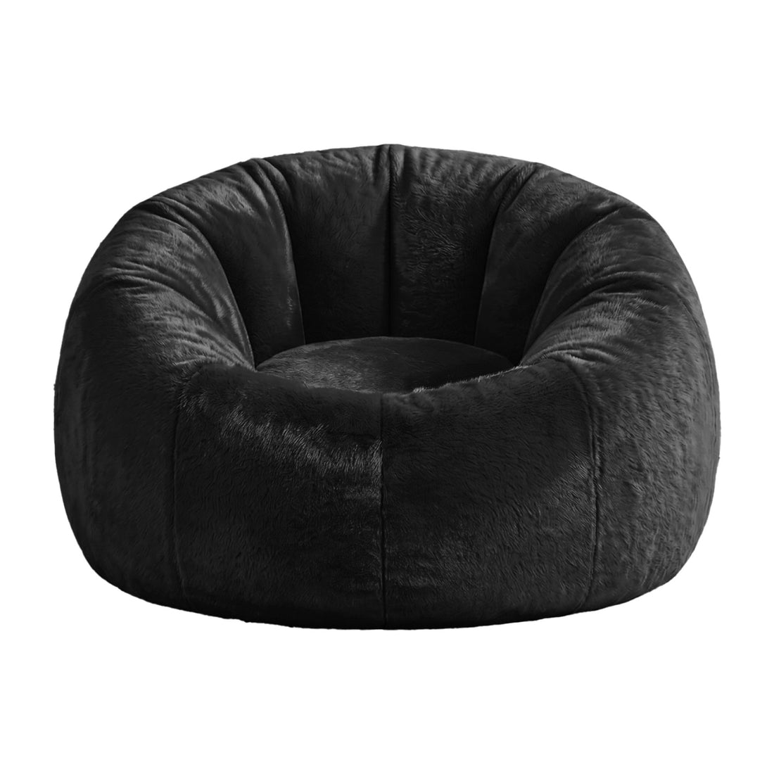 Artiss Bean Bag Chair Cover (No Filler) Soft Faux Fur Beanbag Cover Large Round Stuffed Animal Storage Bean Bag Cover Washable Lazy Sofa Cover for Adults Kids Teens, Black-Furniture > Sofas > Sofa Accessories-PEROZ Accessories