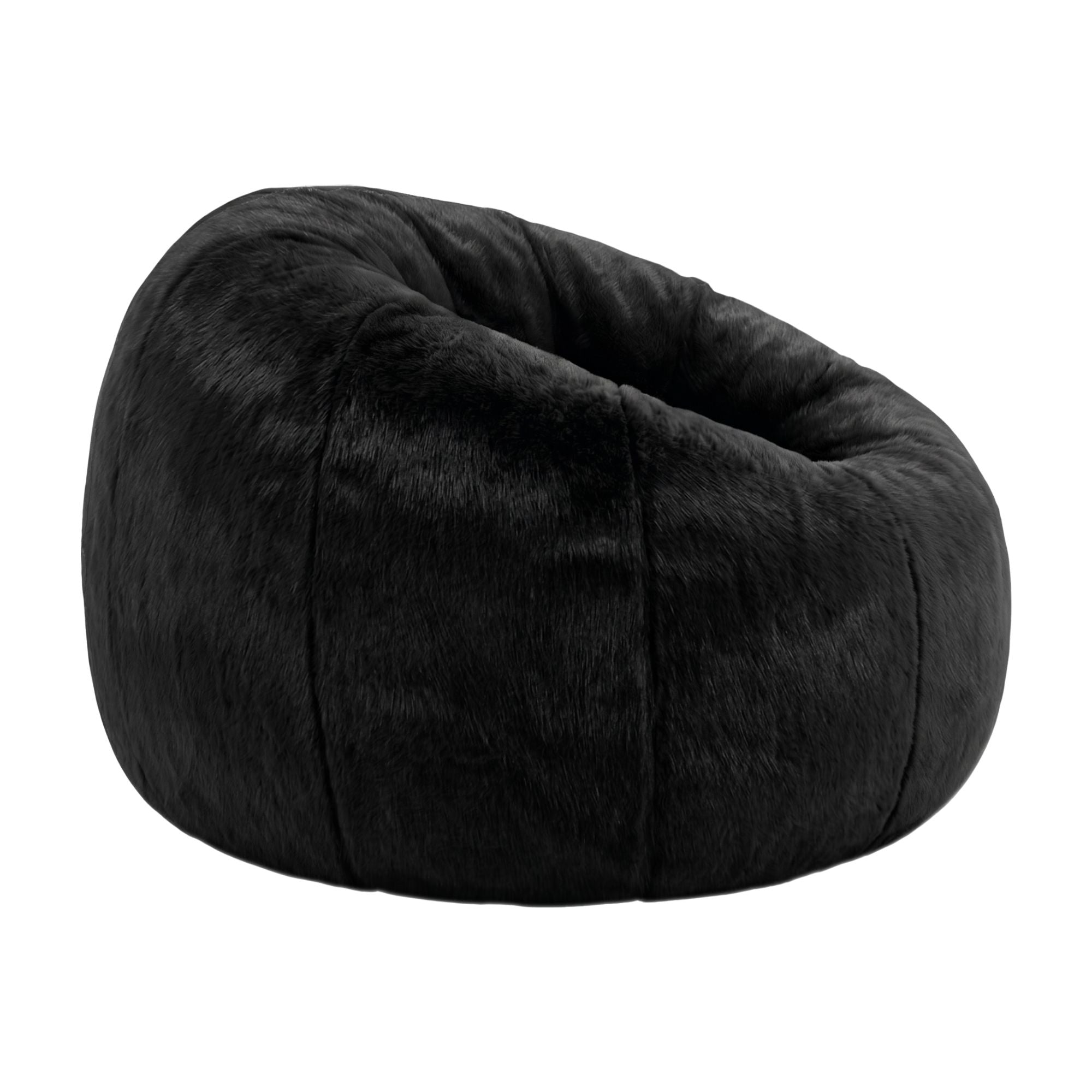 Artiss Bean Bag Chair Cover (No Filler) Soft Faux Fur Beanbag Cover Large Round Stuffed Animal Storage Bean Bag Cover Washable Lazy Sofa Cover for Adults Kids Teens, Black-Furniture > Sofas > Sofa Accessories-PEROZ Accessories