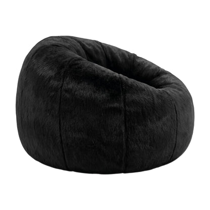 Artiss Bean Bag Chair Cover (No Filler) Soft Faux Fur Beanbag Cover Large Round Stuffed Animal Storage Bean Bag Cover Washable Lazy Sofa Cover for Adults Kids Teens, Black-Furniture > Sofas > Sofa Accessories-PEROZ Accessories