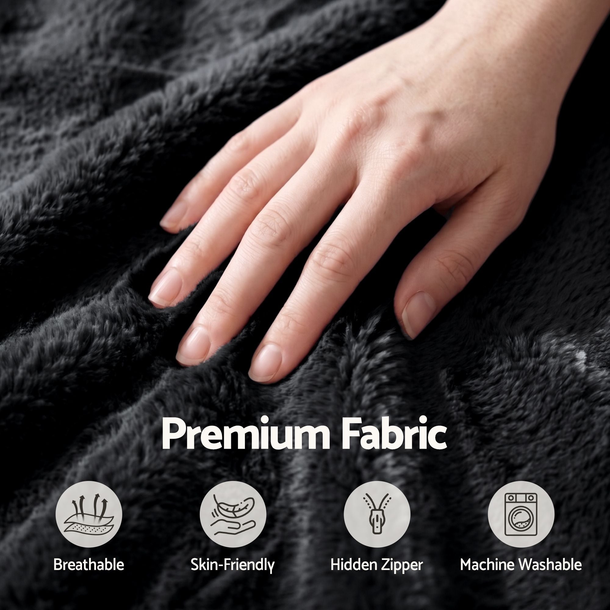 Artiss Bean Bag Chair Cover (No Filler) Soft Faux Fur Beanbag Cover Large Round Stuffed Animal Storage Bean Bag Cover Washable Lazy Sofa Cover for Adults Kids Teens, Black-Furniture > Sofas > Sofa Accessories-PEROZ Accessories