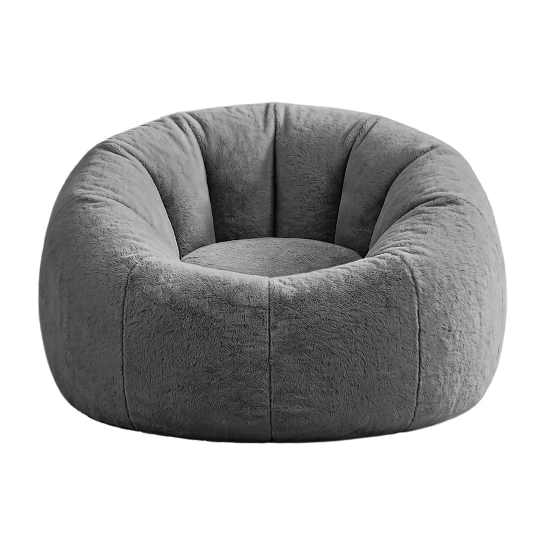 Artiss Bean Bag Chair Cover (No Filler) Soft Faux Fur Beanbag Cover Large Round Stuffed Animal Storage Bean Bag Cover Washable Lazy Sofa Cover for Adults Kids Teens, Grey-Furniture > Sofas > Sofa Accessories-PEROZ Accessories