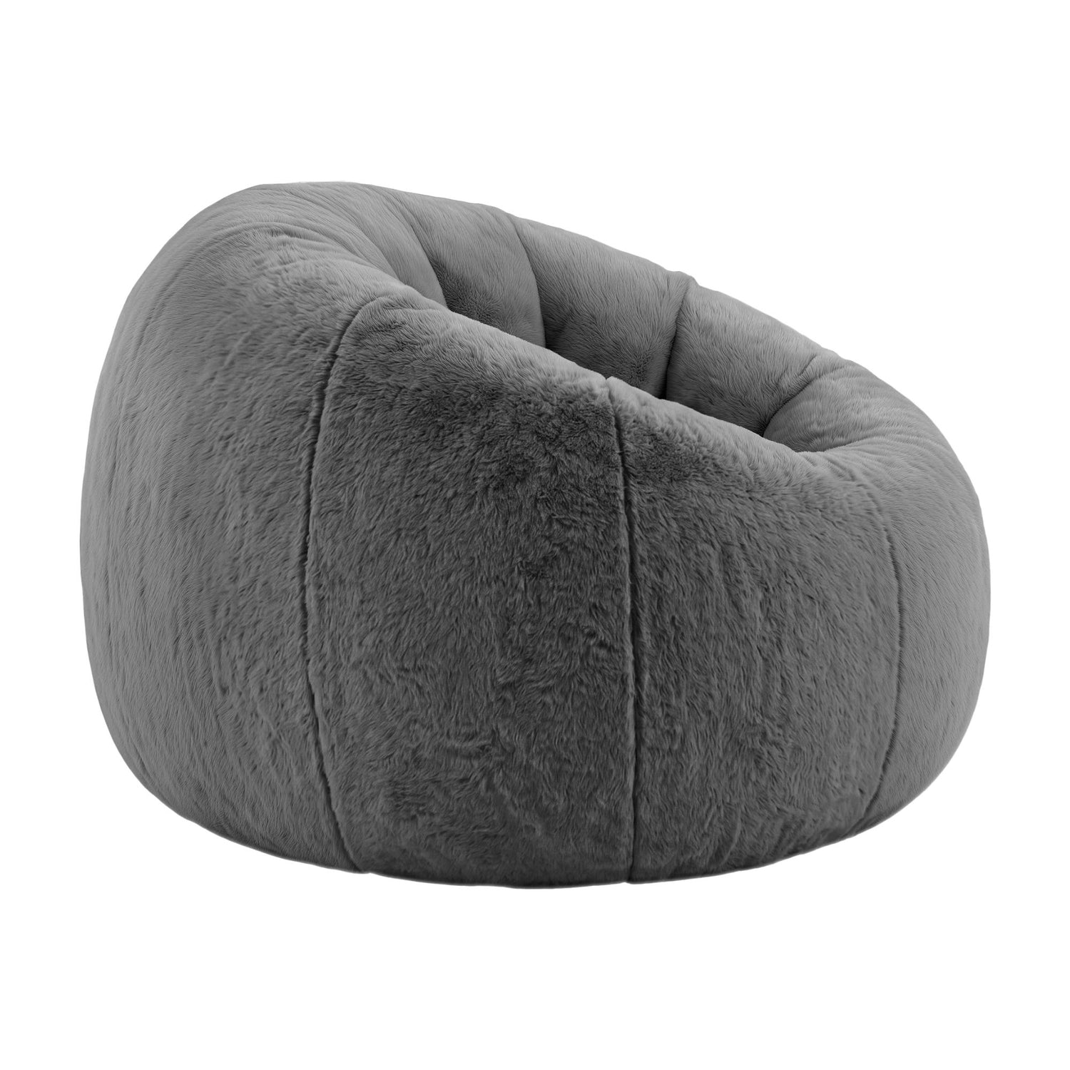 Artiss Bean Bag Chair Cover (No Filler) Soft Faux Fur Beanbag Cover Large Round Stuffed Animal Storage Bean Bag Cover Washable Lazy Sofa Cover for Adults Kids Teens, Grey-Furniture > Sofas > Sofa Accessories-PEROZ Accessories
