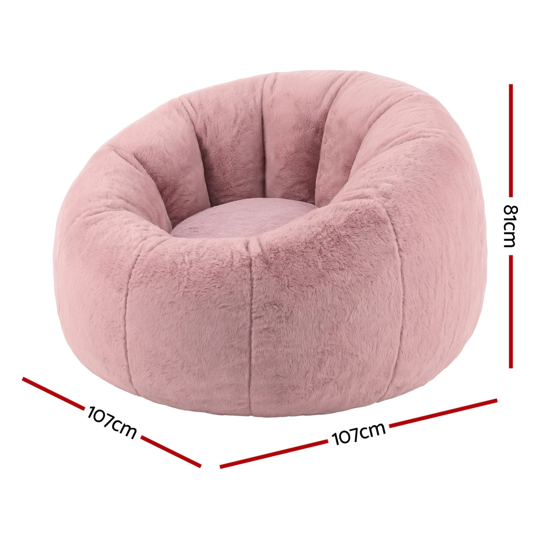 Artiss Bean Bag Chair Cover (No Filler) Soft Faux Fur Beanbag Cover Large Round Stuffed Animal Storage Bean Bag Cover Washable Lazy Sofa Cover for Adults Kids Teens, Pink-Furniture > Sofas > Sofa Accessories-PEROZ Accessories