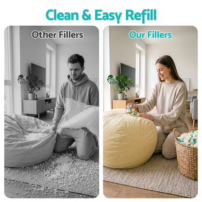 Artiss 20lbs (8.8KG) Bean Bag Filler Shredded Memory Foam Filling High Density Soft Pillow Stuffing for Bean Bag Chair, Couch Cushion, Dog Bed, Stuffed Animals and Arts Crafts-Furniture > Sofas > Sofa Accessories-PEROZ Accessories